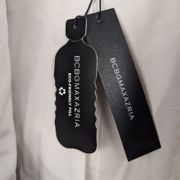 BCBGmaxazria White Puffer Winter Coat Women's Oversized XL Faux Fur Hooded Warm - Picture 14 of 16